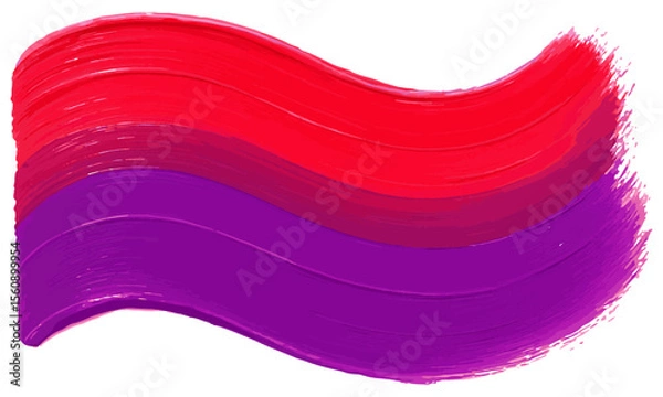 Obraz Abstract wave of red and purple paint strokes on a white background creating a colorful design.