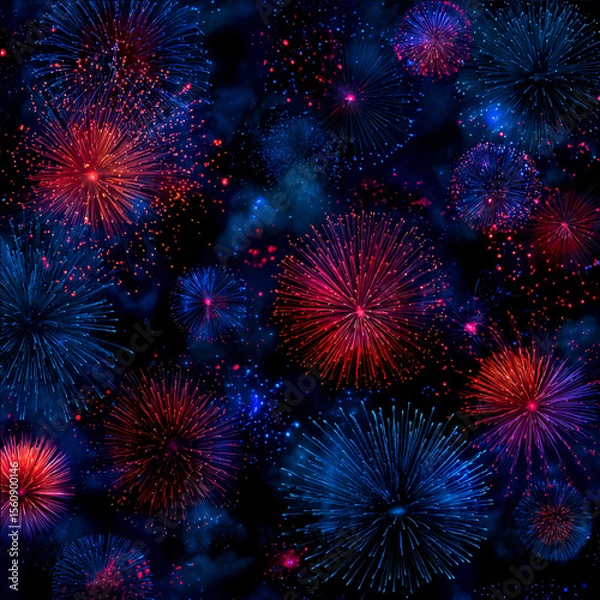 Obraz Blend neurodiversity with fireworks, red and blue accents on July 4th.