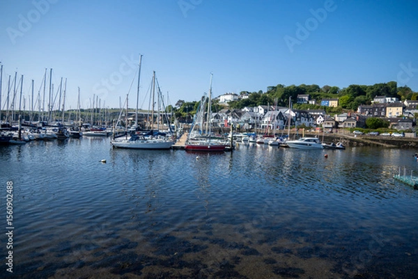 Obraz Kinsale Bay and Harbor looking at the coastline where boats sail and the village people are connected to the ocean by a maritime culture with