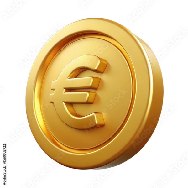 Obraz 3d golden euro coin isolated on transparent background