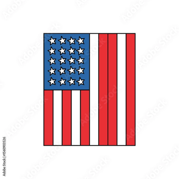Obraz A rectangular illustration of the American flag, showing stars and stripes.