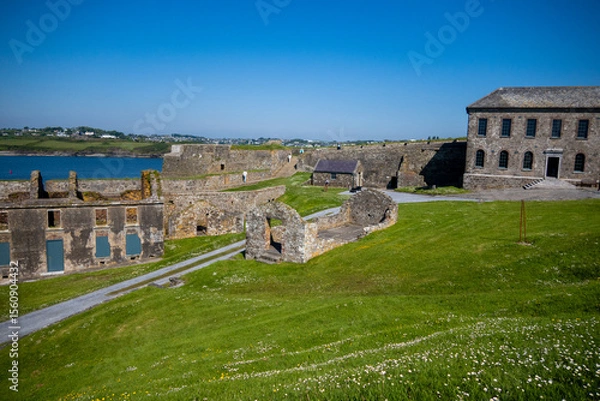 Obraz Kinsale, Ireland, May 20, 2024: Charles Fort British Fortress Ruins on Kinsale Bay with Rock Walls and Ramparts making up the castle and the Bay Defence 
