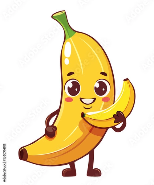 Fototapeta ミニバナナを持ったバナナのキャラクターイラスト