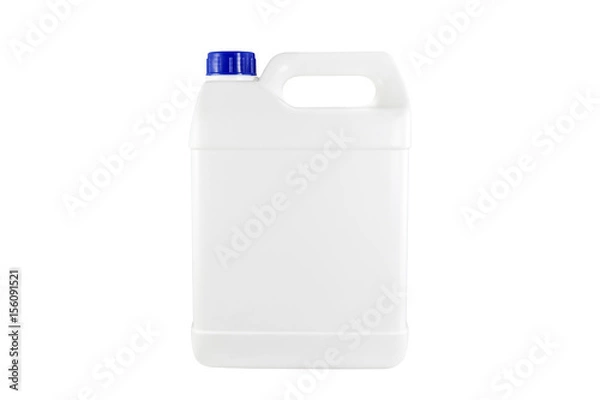 Obraz White plastic container blue cap on white background with clipping path