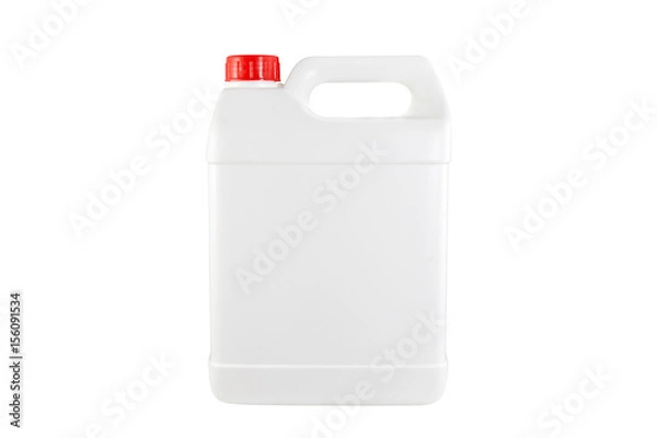 Obraz White plastic container red cap on white background with clipping path