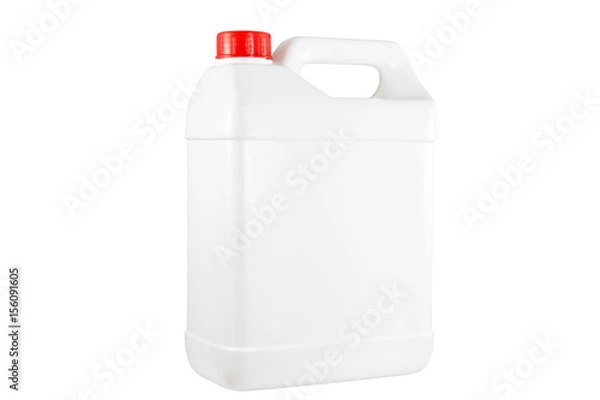 Fototapeta White plastic container red cap on white background with clipping path