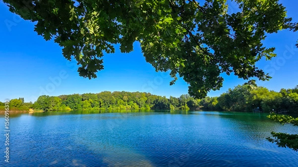 Obraz Kiesgrube Leuben in Dresden Sonnenschein blauer HImmel 