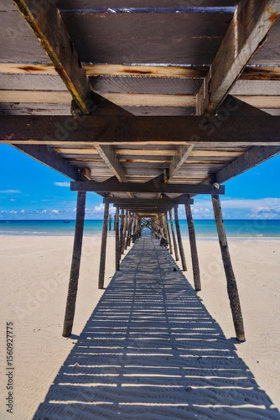 Obraz Under the wooden bridge at tropical beach, Koh Kood island