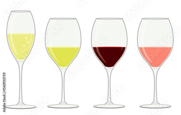 Obraz アルコール飲料_グラスワインとシャンパン