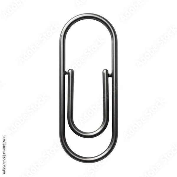 Obraz rendering black paperclip white background paperclip shape oval curved top flat bottom appears metal has smooth shiny surface top paperclip has small loop end which likely used hold paper place while