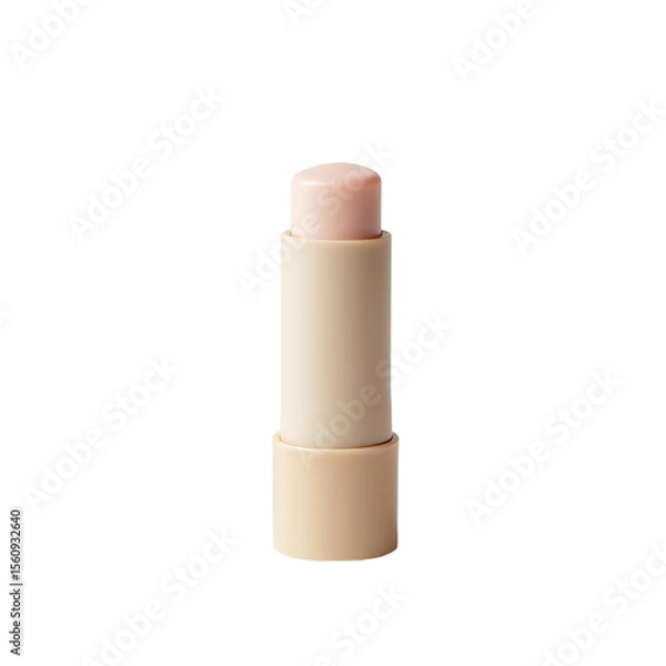Obraz photograph beige colored lipstick stick stick cylindrical shape has round cap top appears smooth creamy material placed plain white background cap slightly tilted side giving impression floating air