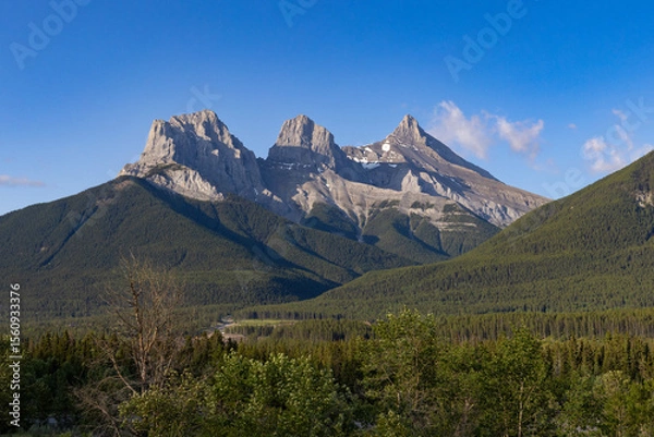 Fototapeta View of Three Sisters Mountain in Canmore, Alberta - Canada