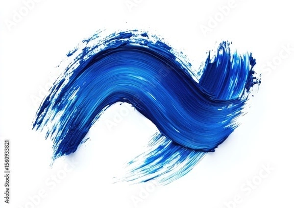 Fototapeta Swirling blue paint stroke on white background.  Possible use design