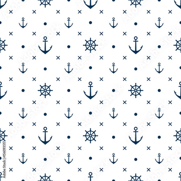 Fototapeta anchor seamless pattern vector white background