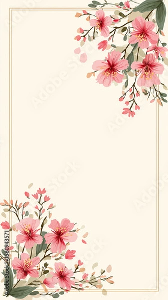 Obraz Elegant floral frame with pink flowers blooming gracefully