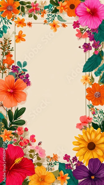 Obraz Colorful floral border creating a vibrant rectangular frame