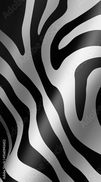 Obraz Abstract black and silver zebra stripes forming a wavy pattern