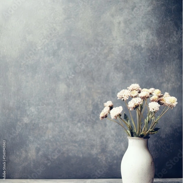 Fototapeta Elegant white flowers in a simple vase on a table