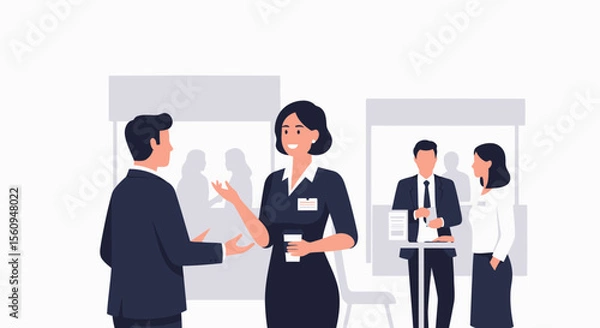 Fototapeta Diverse Business People Networking At A Conference Meeting Trade Show Expo Convention