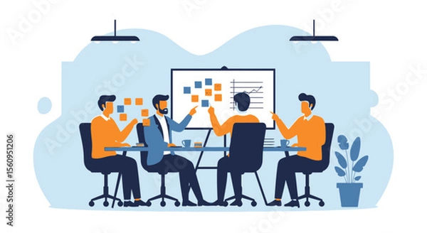 Fototapeta Innovative Team Engaged In Business Planning And Strategic Decision Making Process