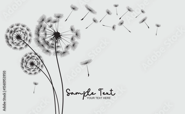 Fototapeta Wild flower dandelion in a vector style isolated. Vector flower for background, dandelion flying wall decal children's room 
