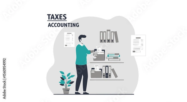 Fototapeta Accountant Sorting Financial Records For Tax Preparation In Office Setting