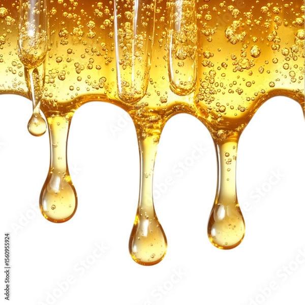 Fototapeta Honey Dripping from Hovering Honeycomb – Clean White Background

