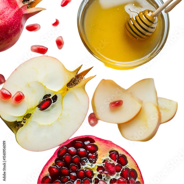 Fototapeta Sweet Honey in Glass Cup Isolated on White Background – High-Resolution Image. 
 organic honey on white, pure honey in cup, liquid gold honey, bee honey photo, sticky sweet honey, honey in clear glas

