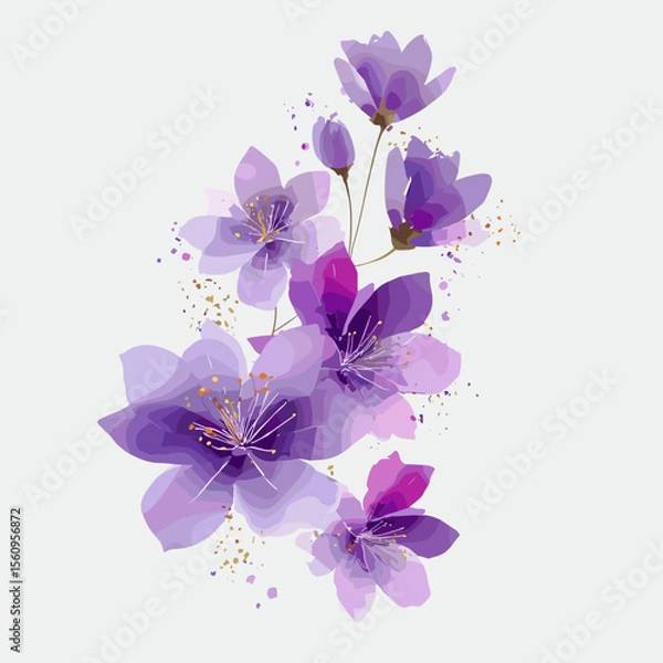 Fototapeta Purple flowers vector illustration in PNG and PSD formats, ideal for design projects