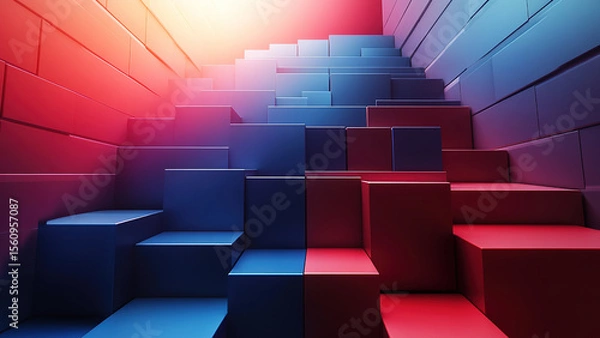 Fototapeta stairs up with light above background 8
