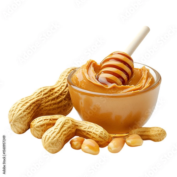 Fototapeta Sweet Honey in Glass Cup Isolated on White Background – High-Resolution Image. 
 organic honey on white, pure honey in cup, liquid gold honey, bee honey photo, sticky sweet honey, honey in clear glas
