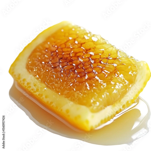 Fototapeta Honey Dripping from Hovering Honeycomb – Clean White Background

