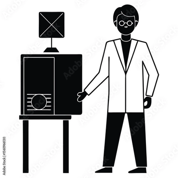 Fototapeta physicist element isolated spectrometer on white background