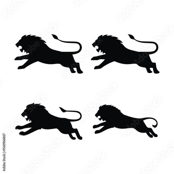 Fototapeta Aggressive Lion Jump Vector Design Bundle Vector Illustration