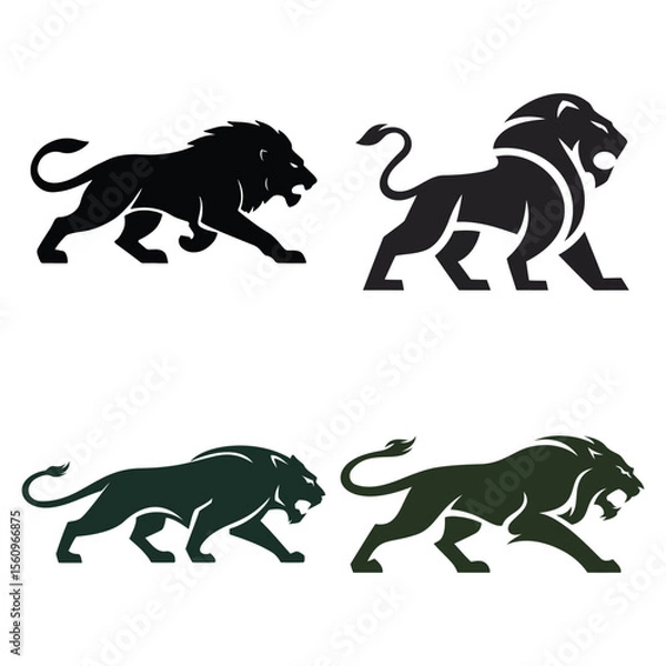 Fototapeta Powerful Lion Jump Design Bundle Vector Illustration