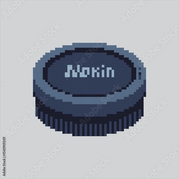 Fototapeta Pixel art illustration Camera Cap. Pixelated Lens Cap.  Shutter Camera Lens Cap Icon pixelated for the pixel art game and icon for website and video game. old school retro.