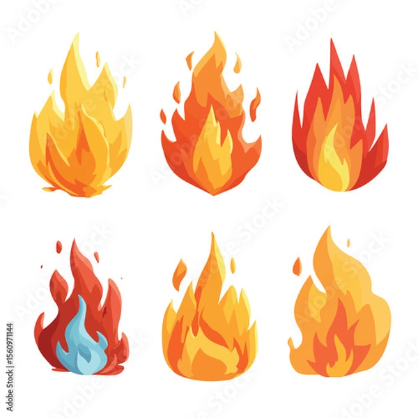 Fototapeta vector illustration of fire isolated in White Background, fire vector 