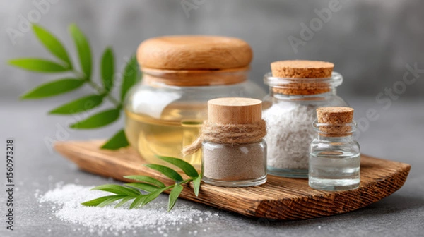 Obraz Natural zero waste spa beauty for skincare and composting. serene concept of cleanliness and organic wellness for body