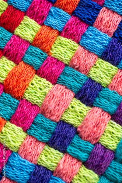 Obraz Close up of Colorful Cotton Woven Texture
