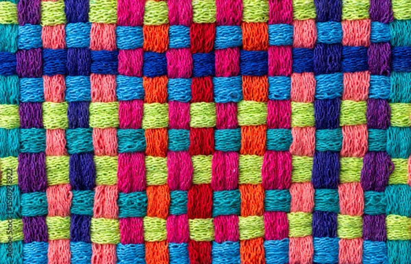Obraz Close up of Colorful Cotton Woven Texture