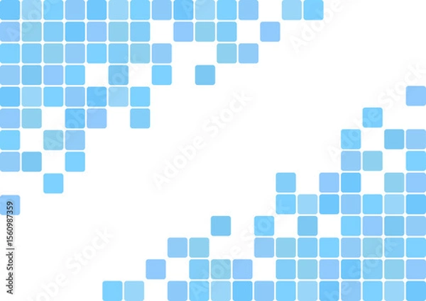 Obraz タイル　青　フレーム　角