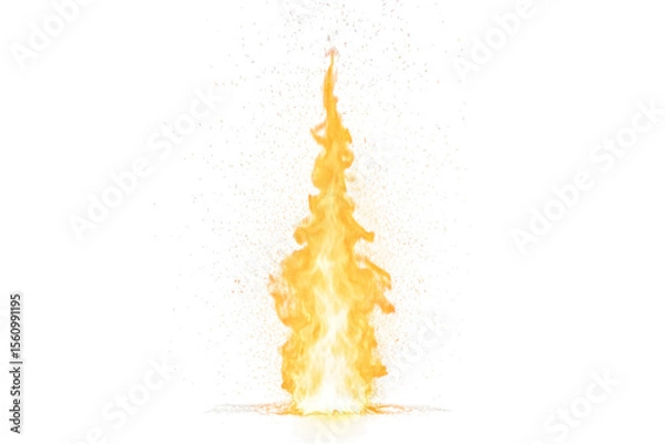 Obraz Vertical explosion of fire rising upward, isolated on a transparent background.