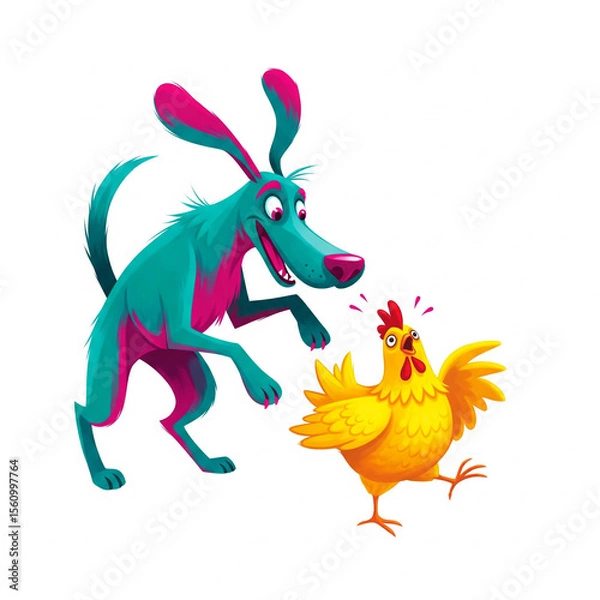 Obraz สุนัข ไก่