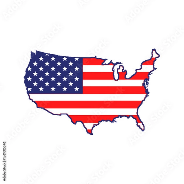 Fototapeta usa map with flag
