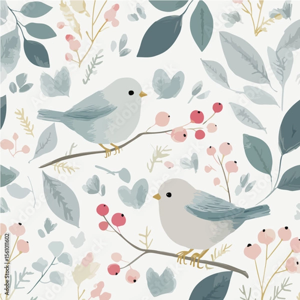 Fototapeta The textures of plants and birds, exquisite vector patterns.