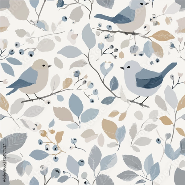 Fototapeta The textures of plants and birds, exquisite vector patterns.