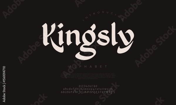 Fototapeta Powerful gothic-style serif font with dramatic strokes, ideal for fantasy themes and branding