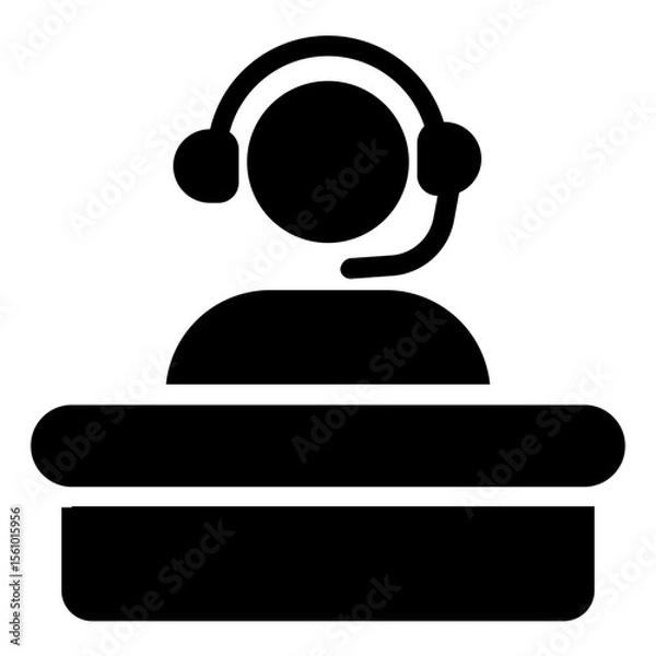 Fototapeta Customer Service Icon in Solid Style