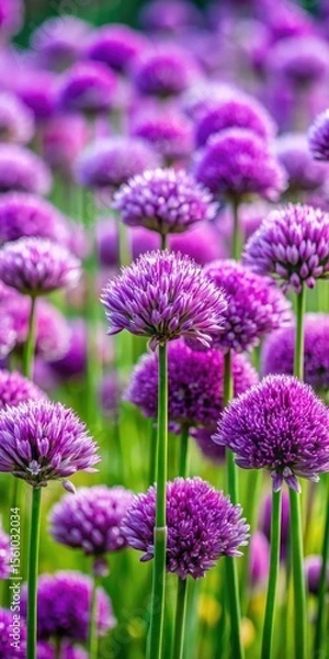 Fototapeta Densely bloomed purple flowers with soft petal texture and gentle curves