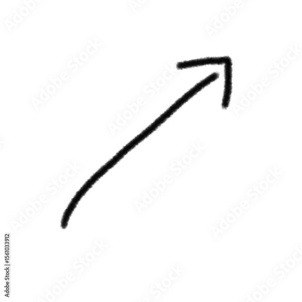 Fototapeta Hand Drawn Diagonal Upward Right Arrow Sketch for Emphasizing Growth, Progress, Navigation, or Business Concepts
